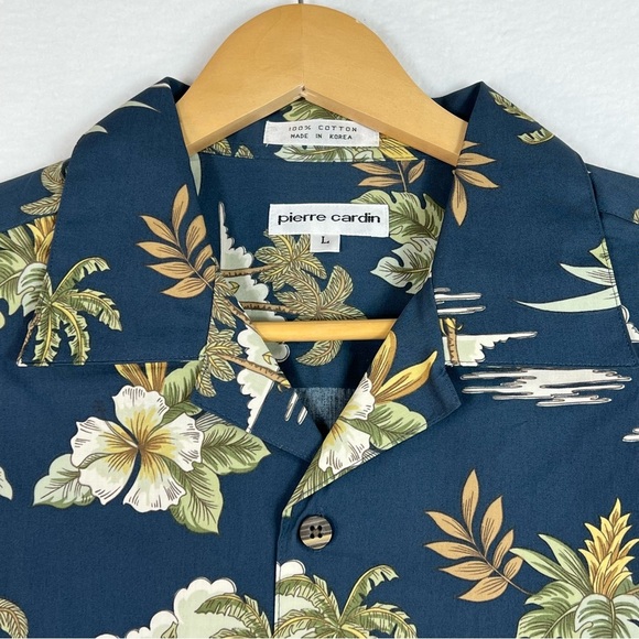 Pierre Cardin Hawaiian Tropical Summer Beach Vacation shirt. Size Large - Picture 8 of 10